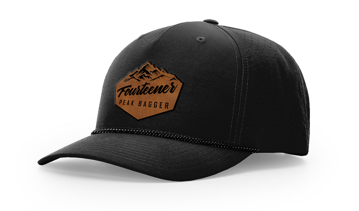 Fourteener "Peak Bagger" Leather Patch Hat - Colorado 14er Hiking Cap