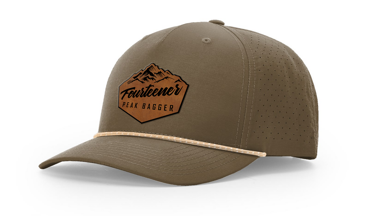 Fourteener "Peak Bagger" Leather Patch Hat - Colorado 14er Hiking Cap