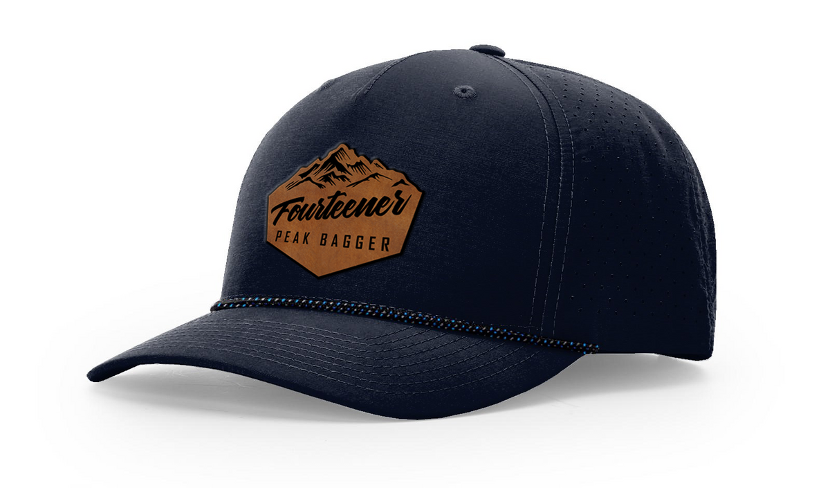 Fourteener "Peak Bagger" Leather Patch Hat - Colorado 14er Hiking Cap