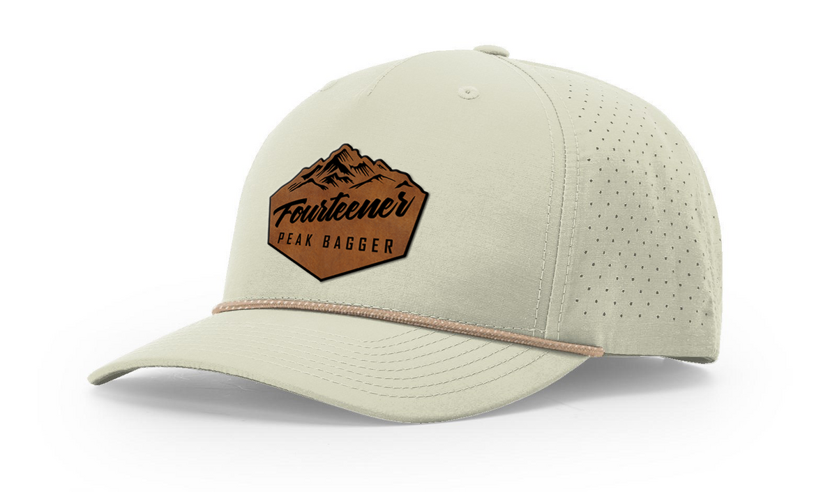 Fourteener "Peak Bagger" Leather Patch Hat - Colorado 14er Hiking Cap