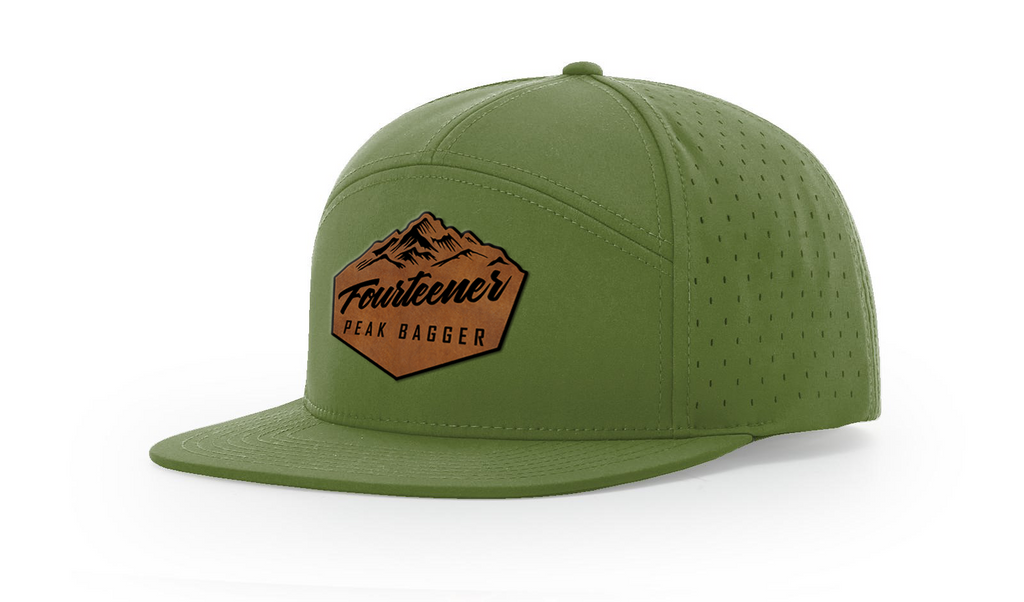 Fourteener "Peak Bagger" Leather Patch Hat - Colorado 14er Hiking Cap