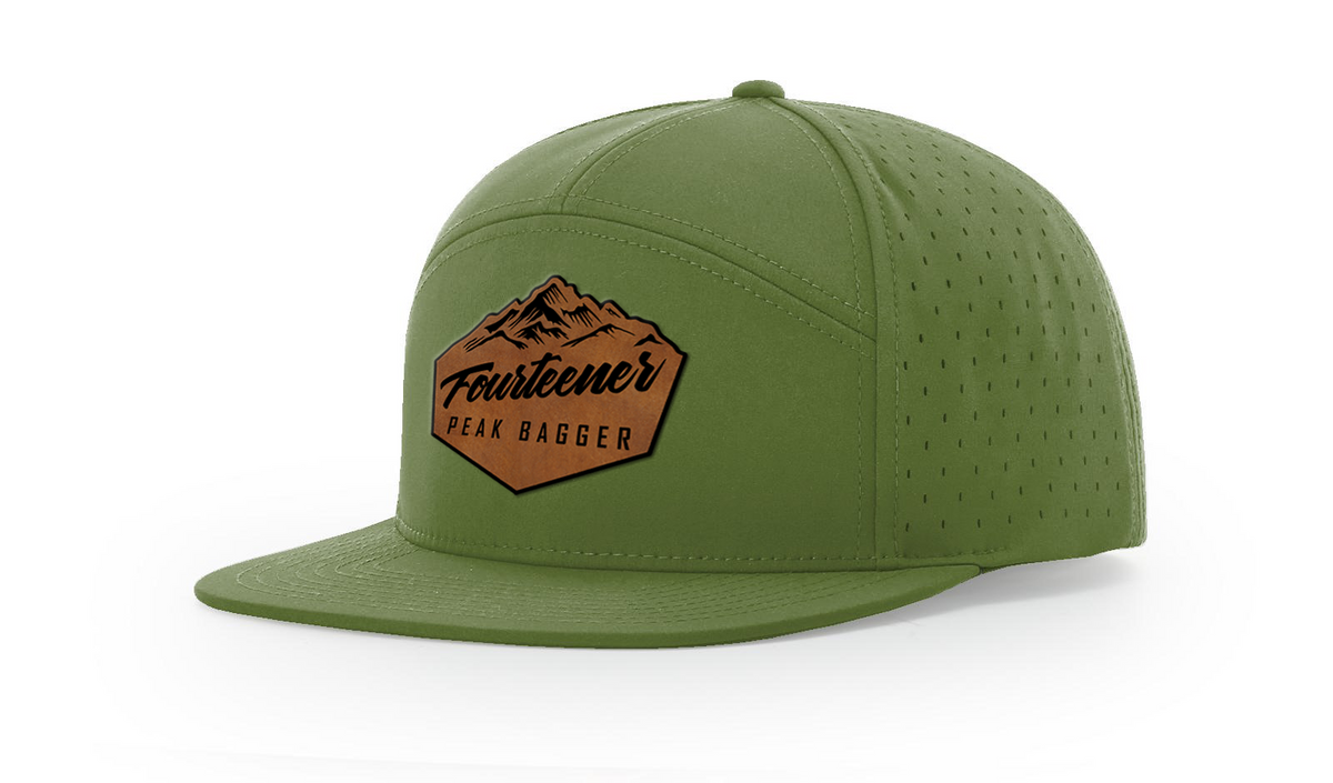 Fourteener "Peak Bagger" Leather Patch Hat - Colorado 14er Hiking Cap