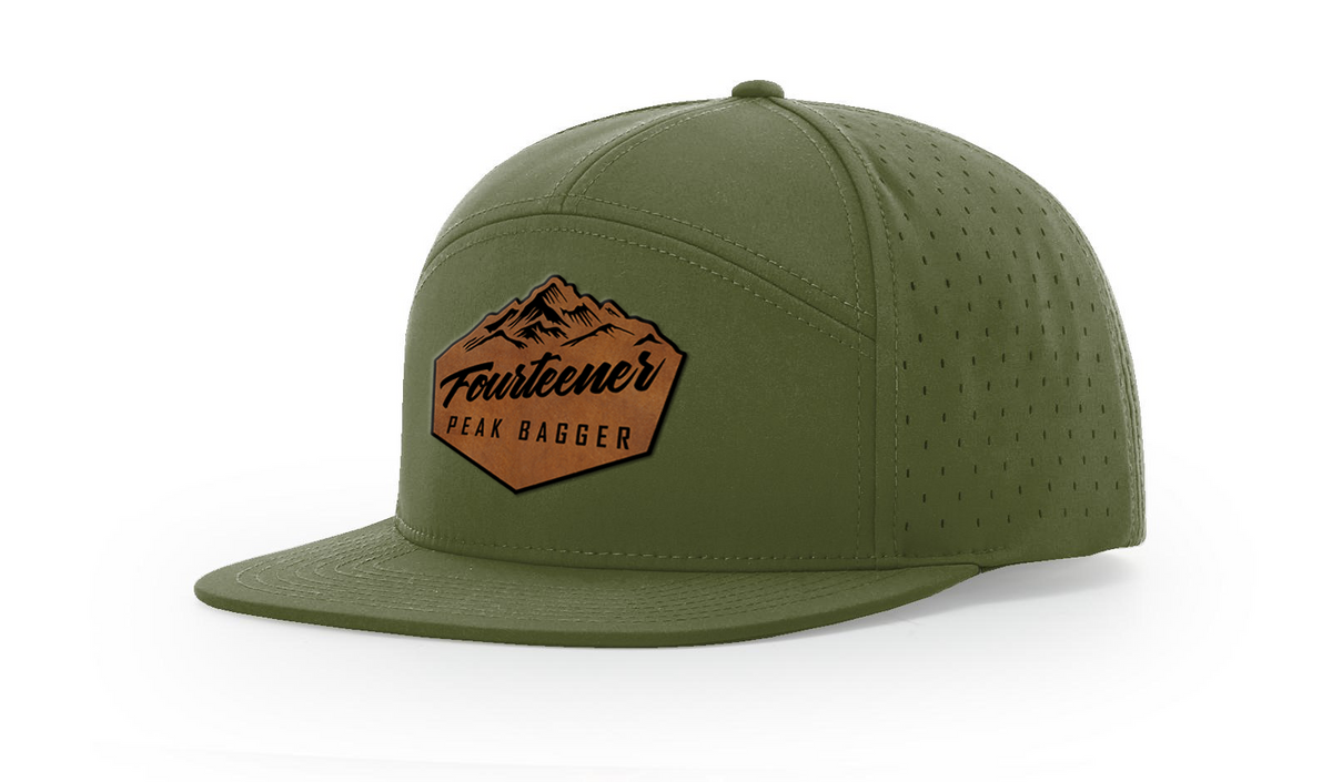 Fourteener "Peak Bagger" Leather Patch Hat - Colorado 14er Hiking Cap