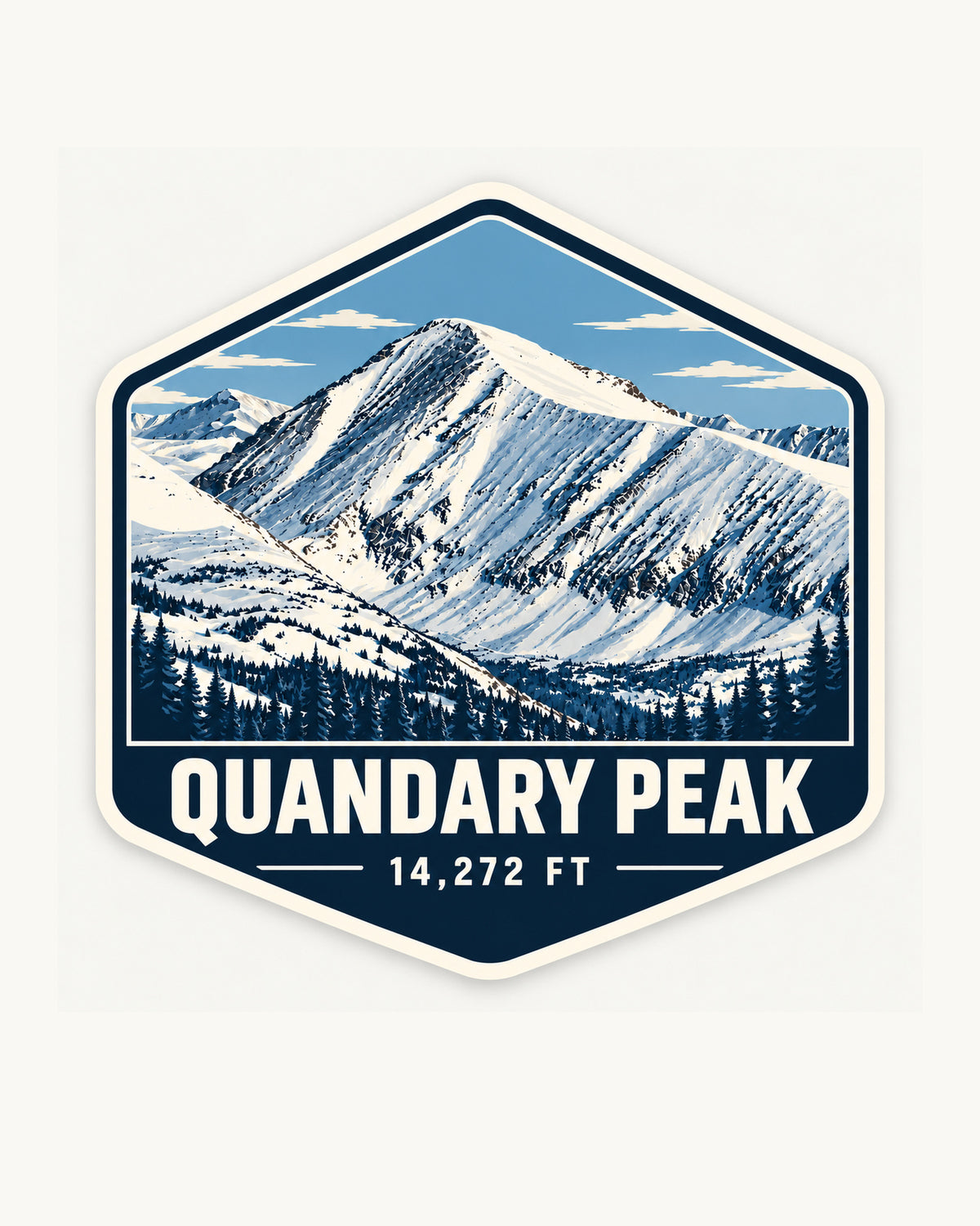 Quandary Peak Colorado 14er vinyl sticker with illustrated snowy mountain and 14,272-foot elevation